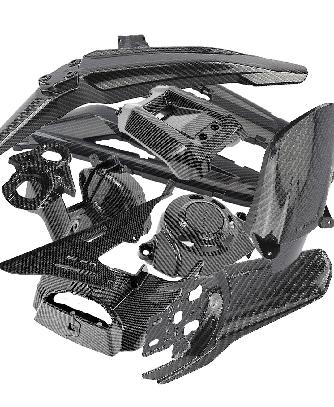 Surron Full Carbon Fiber Pack – Mud Guards, Belt Covers, Battery Lid & Plastics For Electric Bike